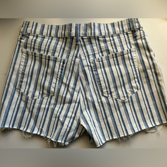 Loft Denim Cut Off Shorts Blue White Stripe Size 10 - Picture 3 of 10